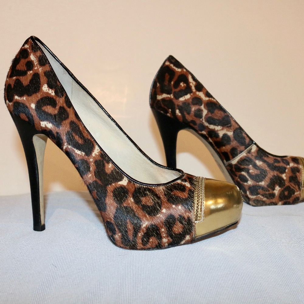 Michael Kors Brown Gold Leopard Print Pumps